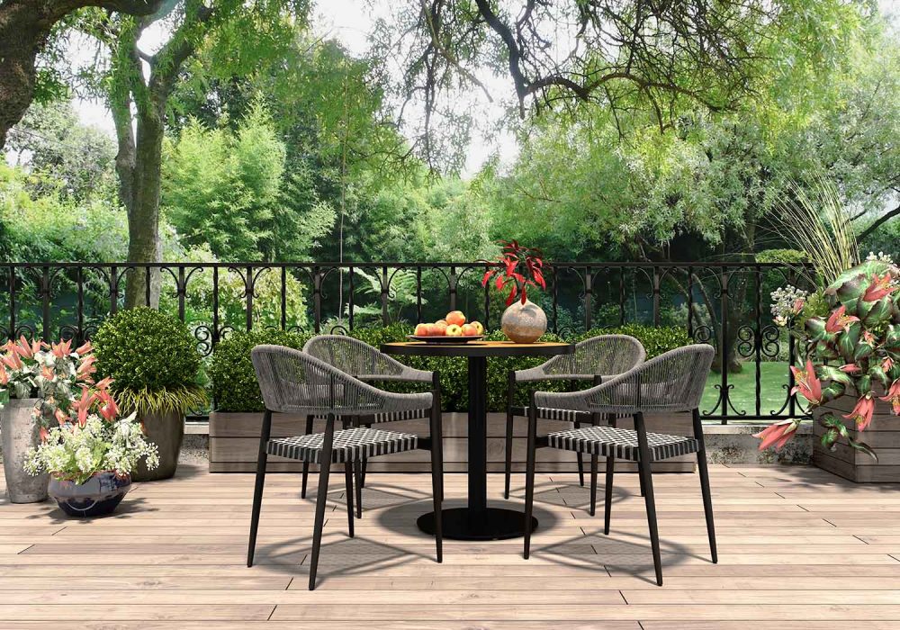 Outdoor Rope Chair with Round Pub Table